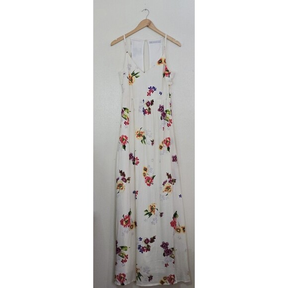 ZARA Floral Maxi Dress Womens Size Medium Cutout Open Back Lined - Picture 1 of 12